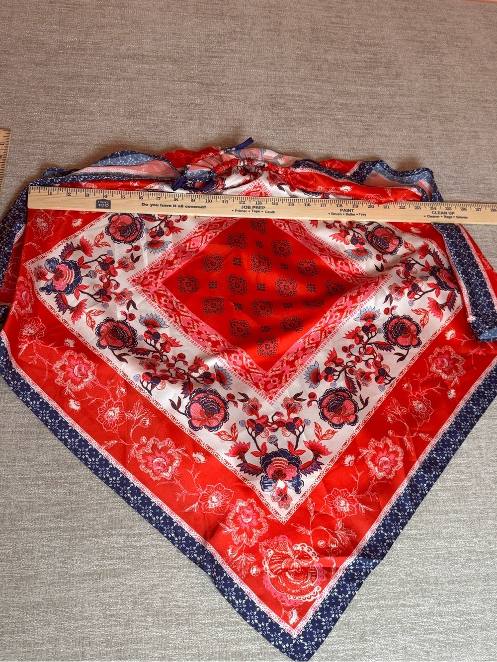 Women Red Floral Hankerchief Halter Top - Picture 9 of 9